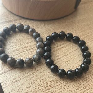 Black and Brown Beaded Bracelet Set